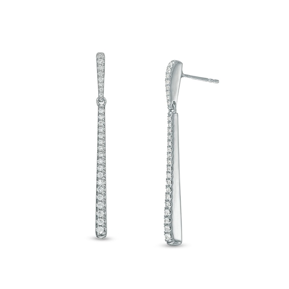1/3 CT. T.w. Diamond Linear Bar Drop Earrings in 10K White Gold