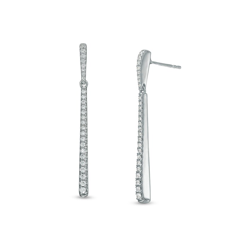 Main Image 1 of 1/3 CT. T.W. Diamond Linear Bar Drop Earrings in 10K White Gold