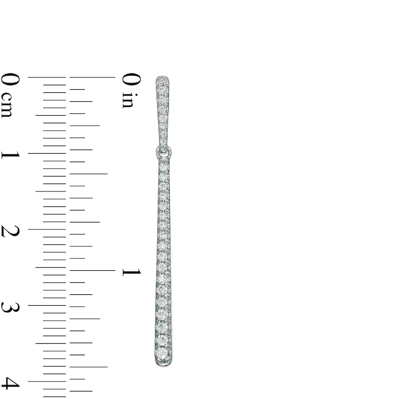 Main Image 3 of 1/3 CT. T.W. Diamond Linear Bar Drop Earrings in 10K White Gold