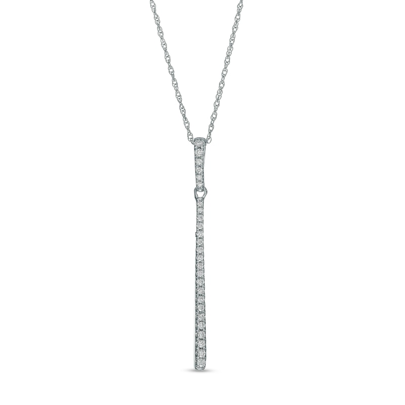 Main Image 1 of 1/6 CT. T.W. Diamond Linear Rounded Bar Pendant in 10K White Gold
