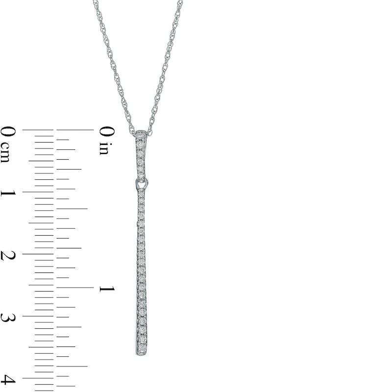 Main Image 3 of 1/6 CT. T.W. Diamond Linear Rounded Bar Pendant in 10K White Gold