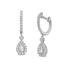 1 CT. T.W. Pear-Shaped Diamond Frame Drop Earrings in 10K White Gold