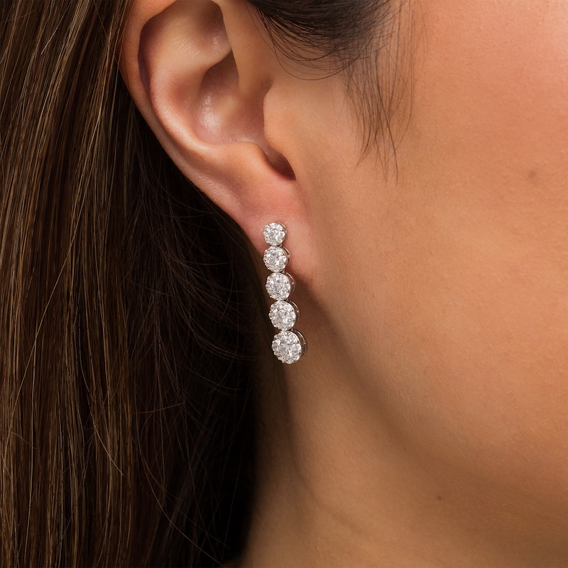 Main Image 2 of 2 CT. T.W. Composite Diamond Graduated Drop Earrings in 10K White Gold