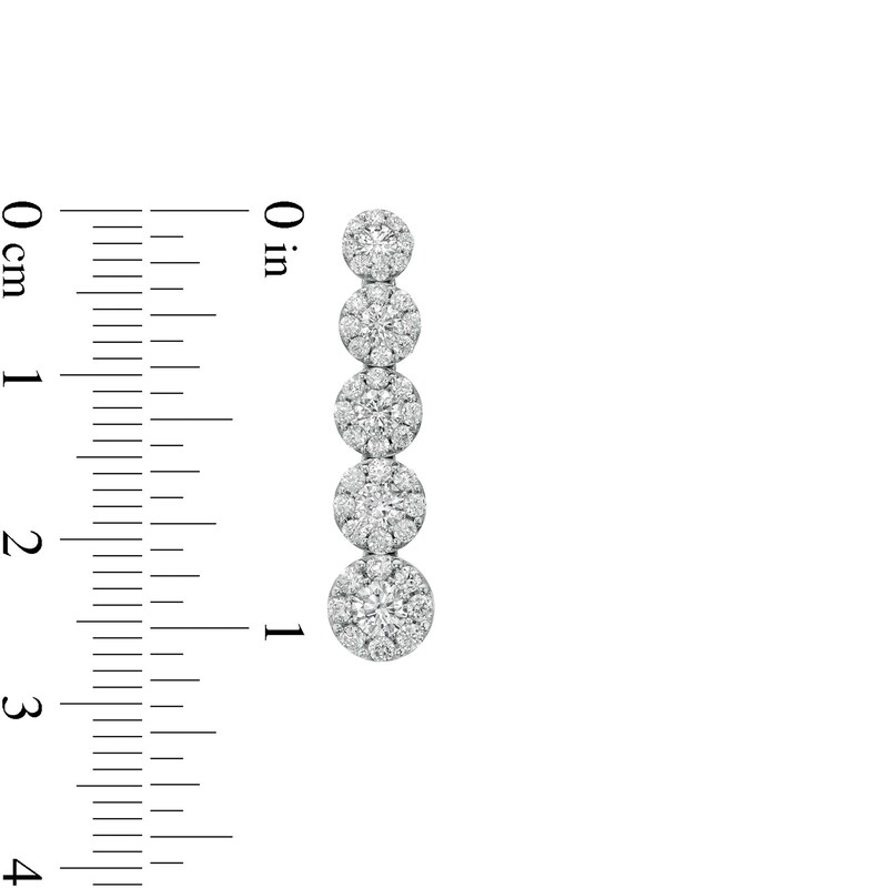 Main Image 3 of 2 CT. T.W. Composite Diamond Graduated Drop Earrings in 10K White Gold