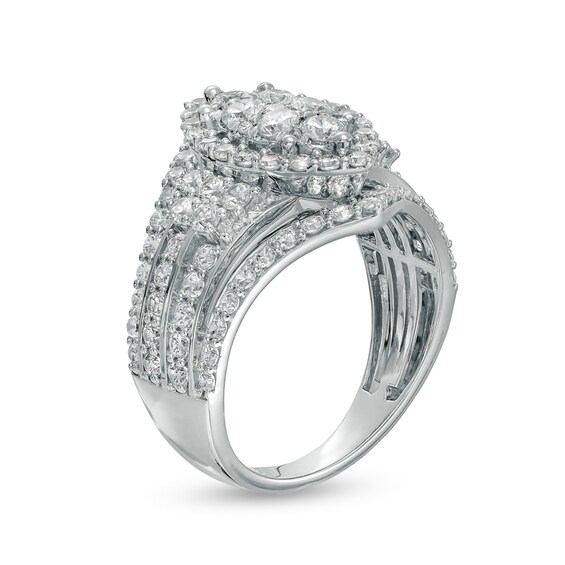 2 CT. T.w. Composite Marquise Diamond Multi-Row Ring in 10K White Gold