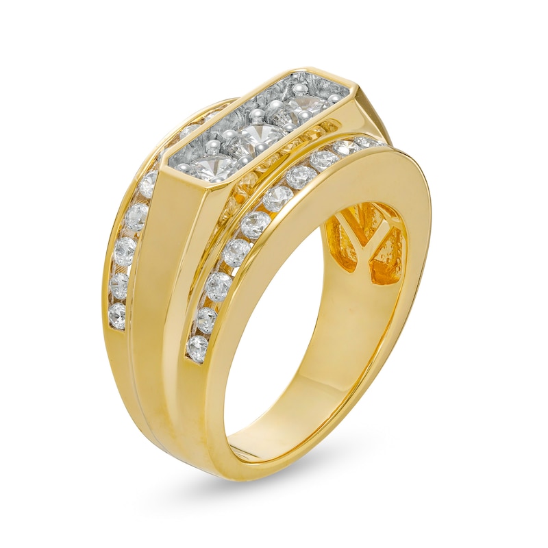 Men's 2 CT. T.W. Certified Lab-Created Diamond Border Three Stone Ring in 14K Gold (F/SI2)