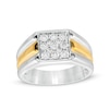 Thumbnail Image 1 of 3/4 CT. T.W. Square Composite Triple Row Ribbed Shank Ring in 10K Two-Tone Gold