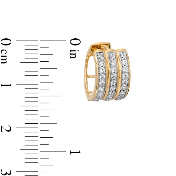 1/2 CT. T.w. Diamond Triple Row Huggie Hoop Earrings in 10K Gold