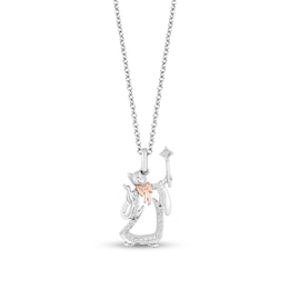 Enchanted Disney Cinderella 1/10 CT. T.W. Diamond Fairy Godmother Pendant in Sterling Silver and 10K Rose Gold – 19"