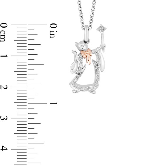 Enchanted Disney Cinderella 1/10 CT. T.w. Diamond Fairy Godmother Pendant in Sterling Silver and 10K Rose Gold â 19"