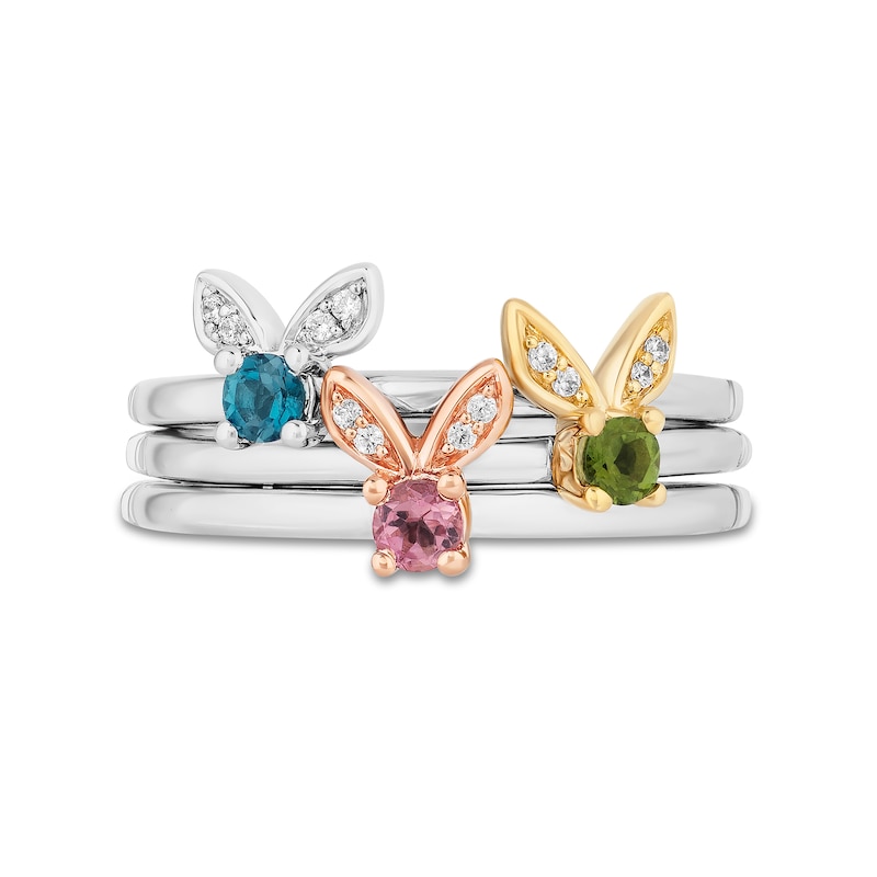 Main Image 3 of Enchanted Disney Fairy Godmother's Gemstone and 1/20 CT. T.W. Diamond Stackable Band Set in Sterling Silver and 10K Gold