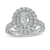 Thumbnail Image 1 of 1-1/2 CT. T.W. Oval Diamond Double Frame Engagement Ring in 14K White Gold (I/SI2)