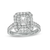 Thumbnail Image 1 of 1-1/2 CT. T.W. Emerald-Cut Diamond Double Frame Engagement Ring in 14K White Gold (I/SI2)