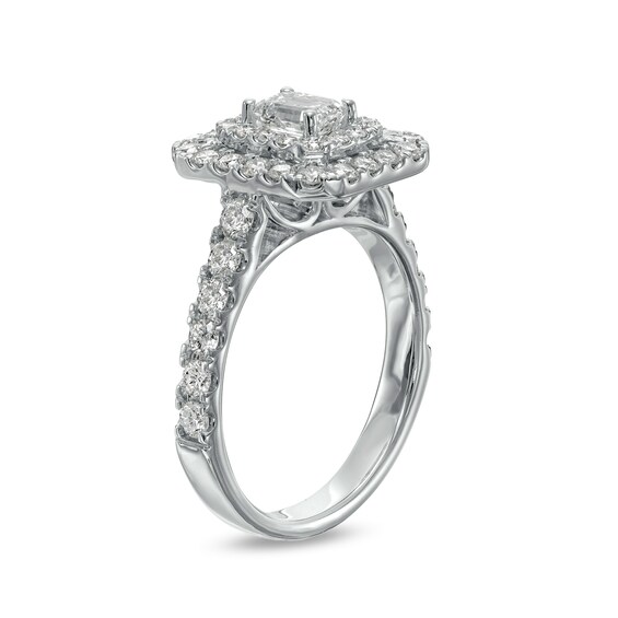 1-1/2 CT. T.w. Emerald-Cut Diamond Double Frame Engagement Ring in 14K White Gold (I/Si2)
