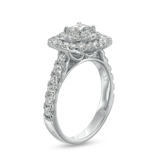1-1/2 CT. T.w. Princess-Cut Diamond Double Frame Engagement Ring in 14K White Gold (I/I2)