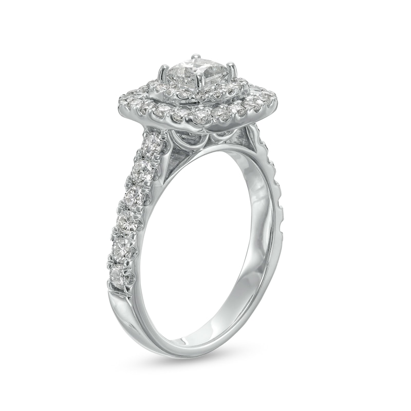 Main Image 3 of 1-1/2 CT. T.W. Princess-Cut Diamond Double Frame Engagement Ring in 14K White Gold (I/I2)
