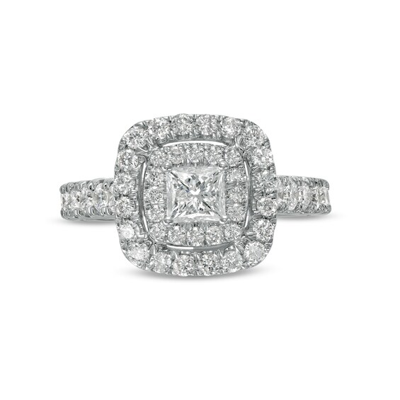 1-1/2 CT. T.w. Princess-Cut Diamond Double Frame Engagement Ring in 14K White Gold (I/I2)