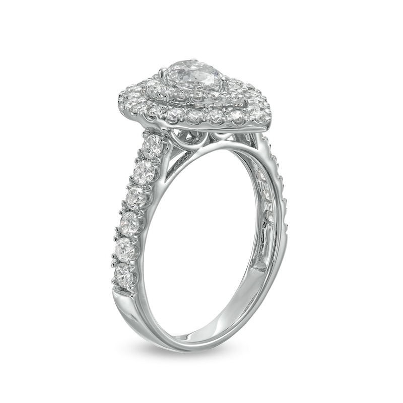 Main Image 3 of 1-1/2 CT. T.W. Pear-Shaped Diamond Double Frame Engagement Ring in 14K White Gold (I/SI2)