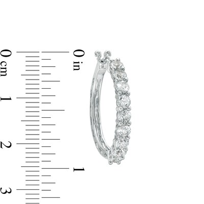 White Lab Created Sapphire Hoop Earrings In Sterling Silver Zales White Lab Created Sapphire Hoop Earrings In Sterling Silver Zales