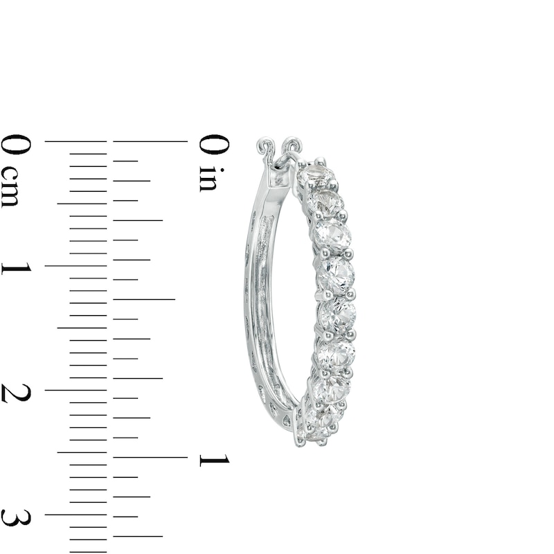 Main Image 3 of White Lab-Created Sapphire Hoop Earrings in Sterling Silver