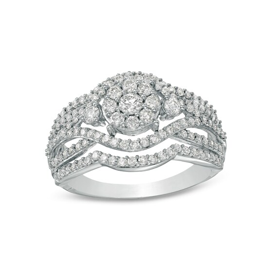 1 CT. T.w. Composite Diamond Multi-Row Split Shank Ring in 10K White Gold