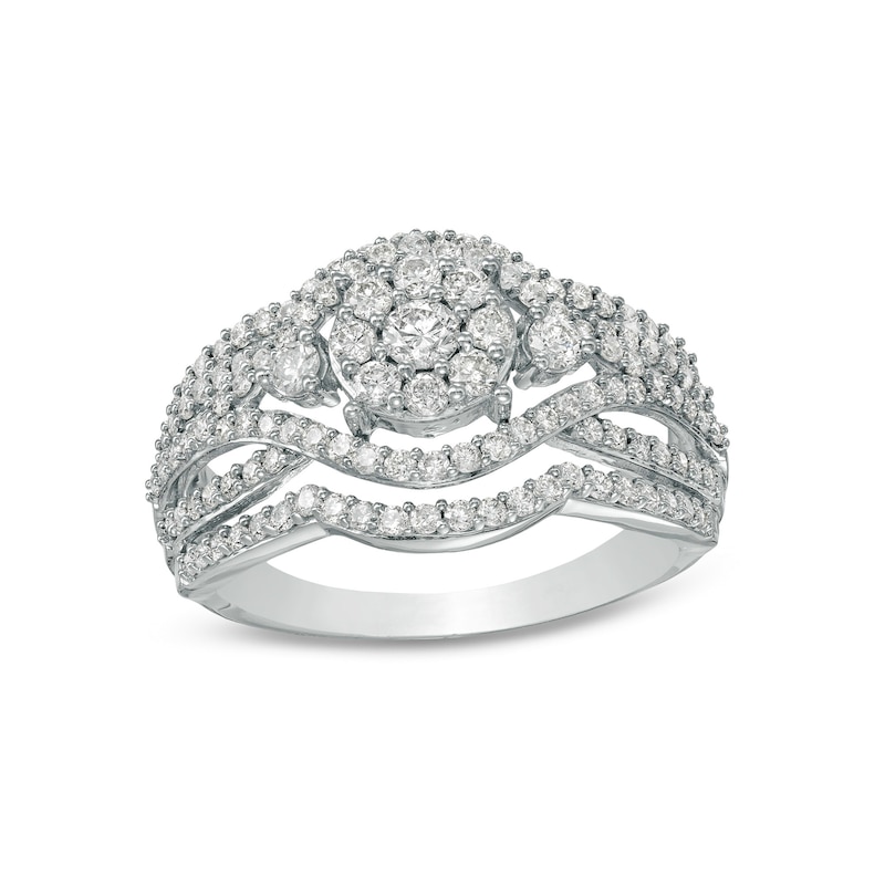Main Image 1 of 1 CT. T.W. Composite Diamond Multi-Row Split Shank Ring in 10K White Gold