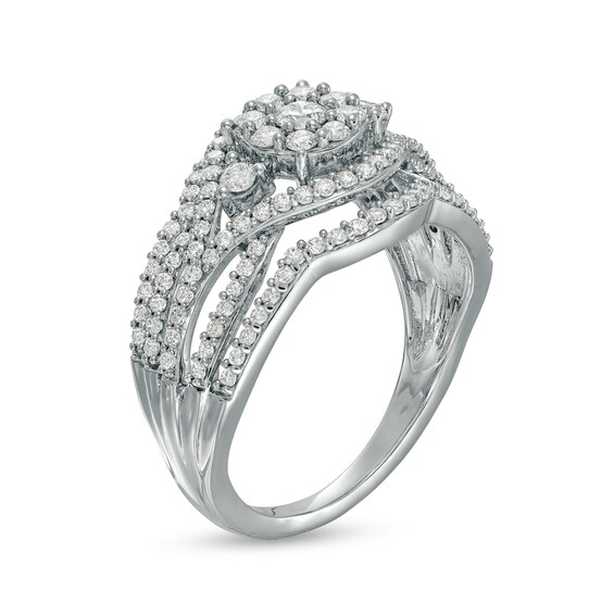 1 CT. T.w. Composite Diamond Multi-Row Split Shank Ring in 10K White Gold