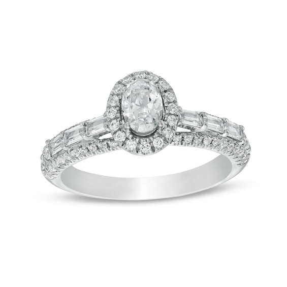 Vera Wang Love Collection 1 CT. T.w. Oval Diamond Frame Engagement Ring in 14K White Gold