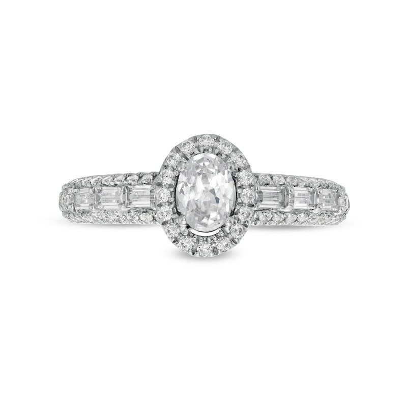 Main Image 4 of Vera Wang Love Collection 1 CT. T.W. Oval Diamond Frame Engagement Ring in 14K White Gold