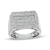 Thumbnail Image 1 of Men's 1-1/2 CT. T.W. Baguette and Round Diamond Multi-Row Alternating Ring in 10K White Gold