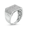 Thumbnail Image 3 of Men's 1-1/2 CT. T.W. Baguette and Round Diamond Multi-Row Alternating Ring in 10K White Gold