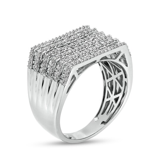 Men's 1-1/2 CT. T.w. Baguette and Round Diamond Multi-Row Alternating Ring in 10K White Gold