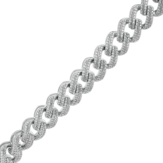 2-7/8 CT. T.w. Diamond Double Row Curb Chain Link Bracelet in 10K White Gold - 8.5"