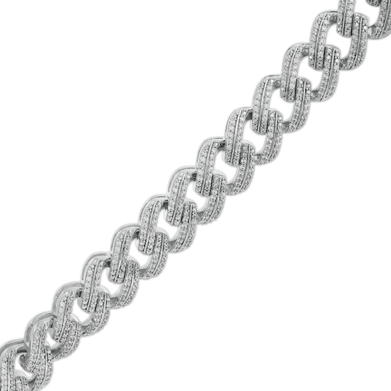 Main Image 1 of 2-7/8 CT. T.W. Diamond Double Row Curb Chain Link Bracelet in 10K White Gold - 8.5"