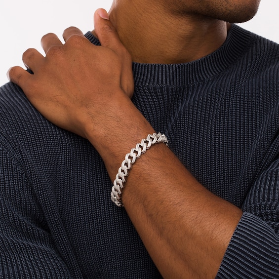 2-7/8 CT. T.w. Diamond Double Row Curb Chain Link Bracelet in 10K White Gold - 8.5"