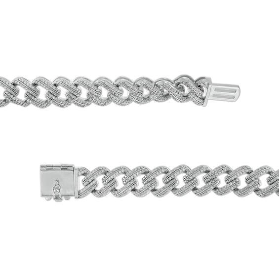 2-7/8 CT. T.w. Diamond Double Row Curb Chain Link Bracelet in 10K White Gold - 8.5"