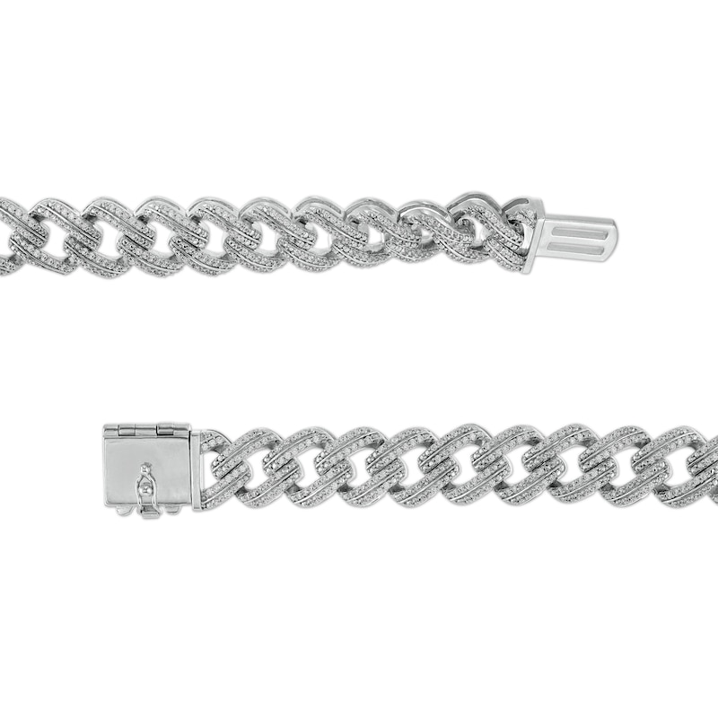 Main Image 3 of 2-7/8 CT. T.W. Diamond Double Row Curb Chain Link Bracelet in 10K White Gold - 8.5"