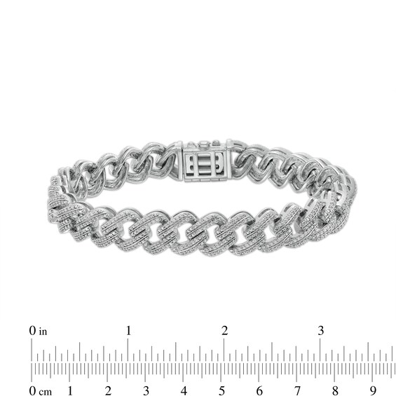 2-7/8 CT. T.w. Diamond Double Row Curb Chain Link Bracelet in 10K White Gold - 8.5"
