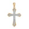 Thumbnail Image 0 of Men's 1 CT. T.W. Baguette and Round Diamond Triple Row Gothic-Style Cross Necklace Charm in 10K Gold