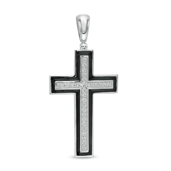 1 CT. T.w. Diamond Frame Cross Necklace Charm in 10K White Gold