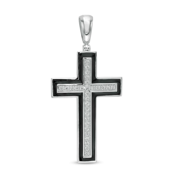 Men's 1 CT. T.w. Diamond Frame Cross Necklace Charm in 10K White Gold