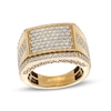 Thumbnail Image 1 of 2-1/4 CT. T.W. Rectangular Multi-Diamond Stepped Border with Etched Greek Key Outer Edge Ring in 10K Gold