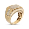 Thumbnail Image 2 of 2-1/4 CT. T.W. Rectangular Multi-Diamond Stepped Border with Etched Greek Key Outer Edge Ring in 10K Gold