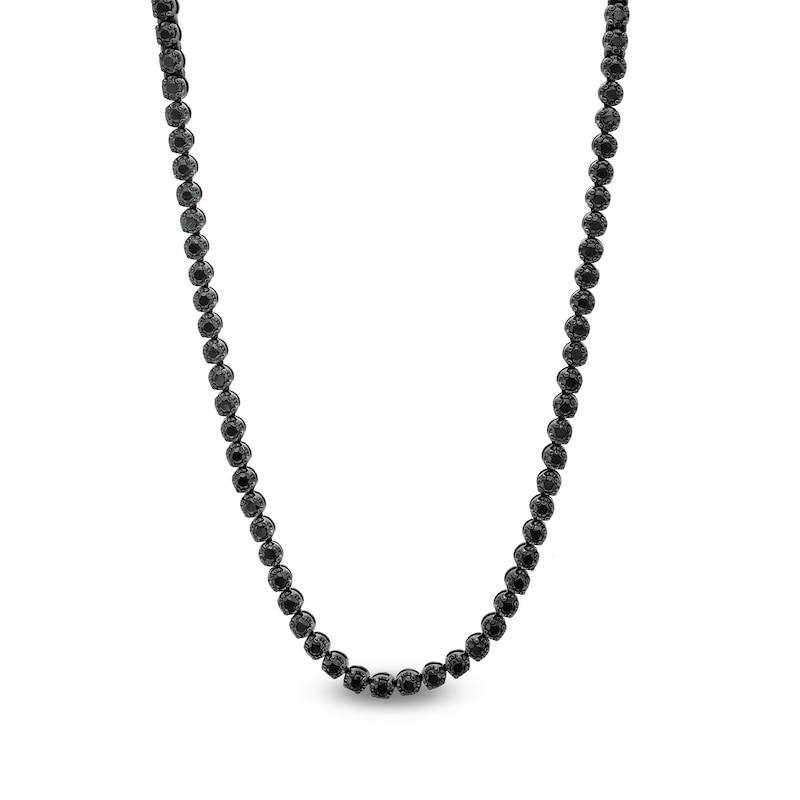 Men's 10 CT. T.W. Black Enhanced Diamond Tennis Necklace in Sterling Silver with Black Rhodium - 20"