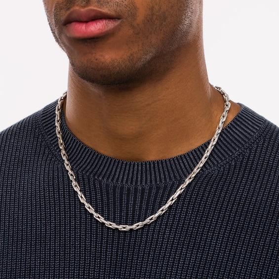 Vera Wang Men 5.5mm Cheval Link Chain Necklace in Hollow Sterling Silver 22"
