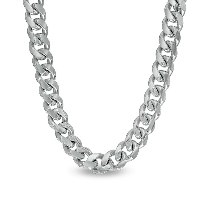 Main Image 1 of Vera Wang Men 9.0mm Cuban Link Chain Necklace in Solid Sterling Silver - 22"