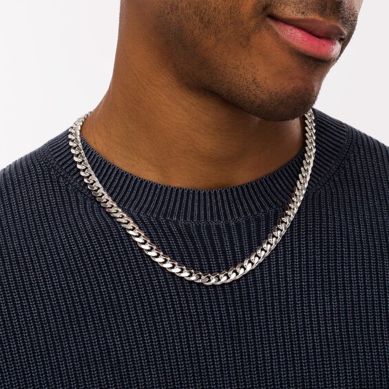 Vera Wang Men 9.0mm Cuban Link Chain Necklace in Solid Sterling Silver - 22"