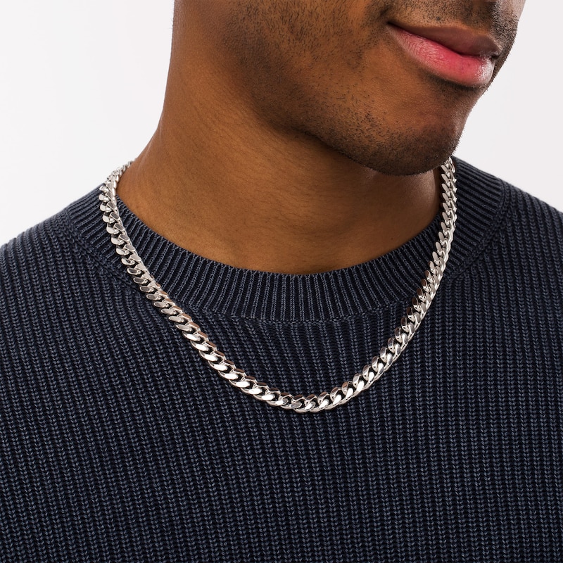 Main Image 2 of Vera Wang Men 9.0mm Cuban Link Chain Necklace in Solid Sterling Silver - 22"