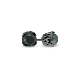 Vera Wang Men 1 CT. T.W. Black Diamond Solitaire Stud Earrings in Sterling Silver with Black Rhodium