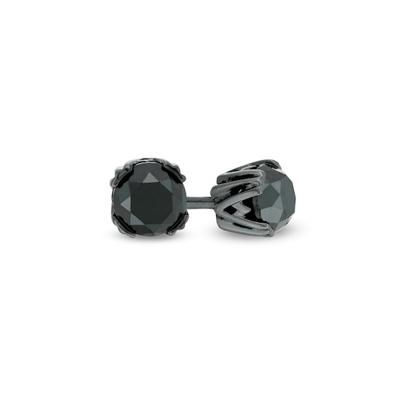 Vera Wang Men 1 CT. T.w. Black Diamond Solitaire Stud Earrings in Sterling Silver with Black Ruthenium